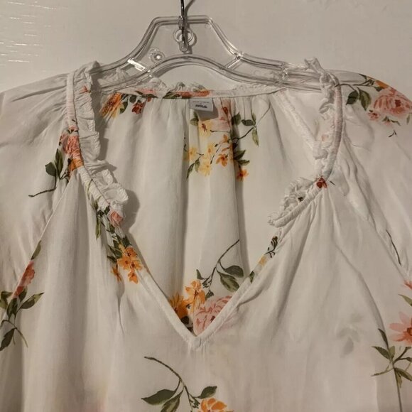OLD NAVY Ivory Floral Long Sleeve V-Neck Blouse Women's XL #710 Boho Chic NEW - Picture 3 of 5